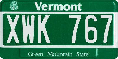 VT license plate XWK767