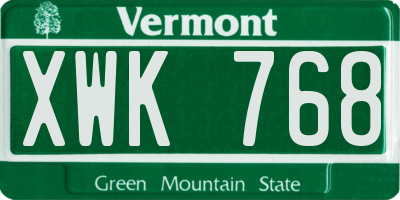 VT license plate XWK768