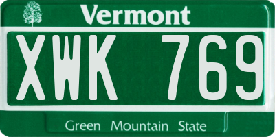 VT license plate XWK769