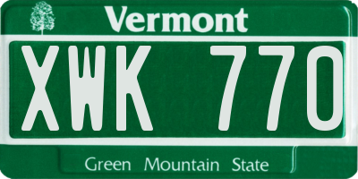 VT license plate XWK770