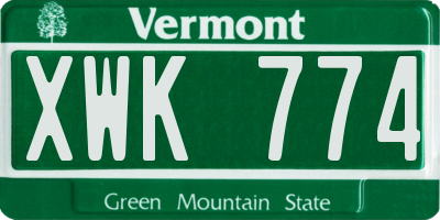 VT license plate XWK774