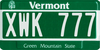 VT license plate XWK777