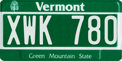 VT license plate XWK780