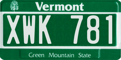 VT license plate XWK781