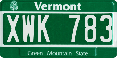 VT license plate XWK783