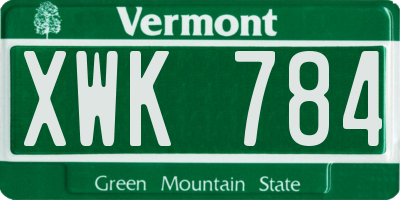 VT license plate XWK784