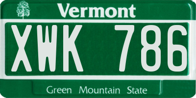 VT license plate XWK786