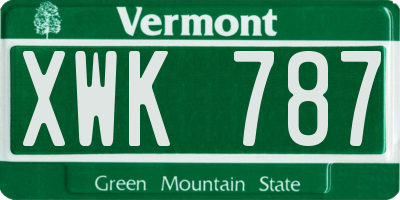 VT license plate XWK787