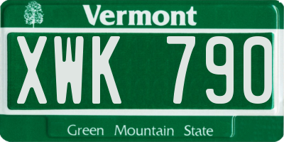 VT license plate XWK790