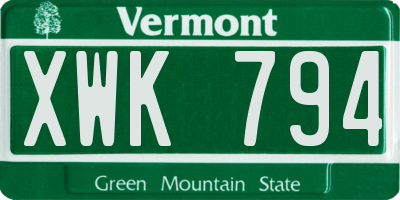 VT license plate XWK794