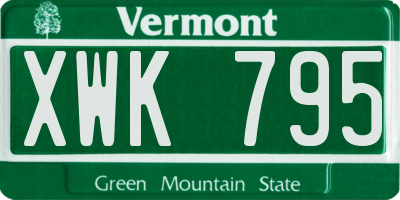 VT license plate XWK795