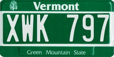 VT license plate XWK797