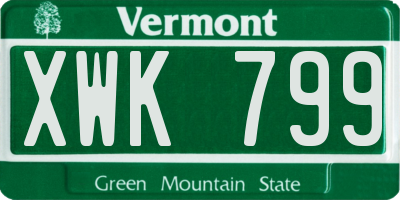 VT license plate XWK799