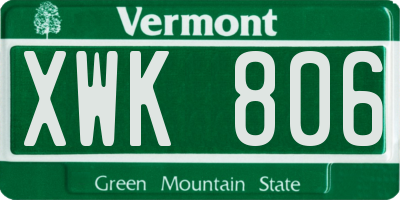 VT license plate XWK806