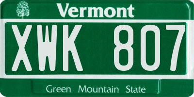 VT license plate XWK807