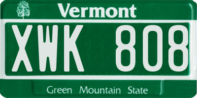 VT license plate XWK808