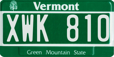 VT license plate XWK810