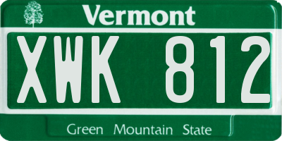 VT license plate XWK812