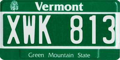 VT license plate XWK813