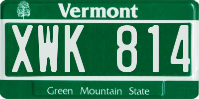 VT license plate XWK814