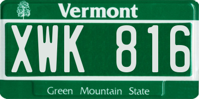 VT license plate XWK816