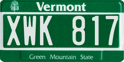 VT license plate XWK817