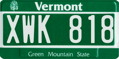 VT license plate XWK818