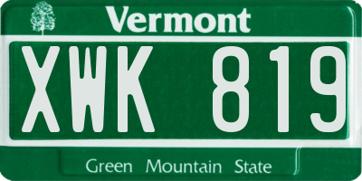VT license plate XWK819