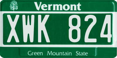 VT license plate XWK824