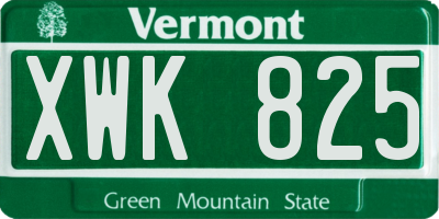 VT license plate XWK825