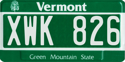 VT license plate XWK826