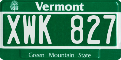 VT license plate XWK827