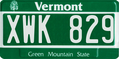 VT license plate XWK829