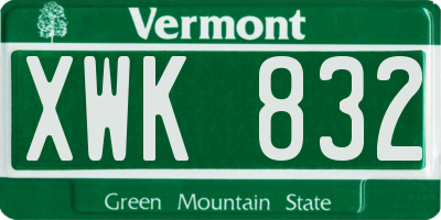 VT license plate XWK832