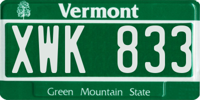 VT license plate XWK833