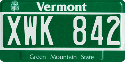 VT license plate XWK842