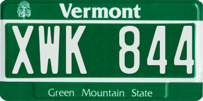 VT license plate XWK844