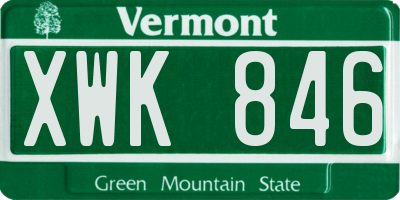 VT license plate XWK846