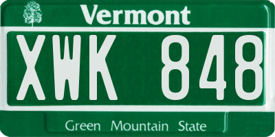 VT license plate XWK848