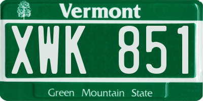 VT license plate XWK851