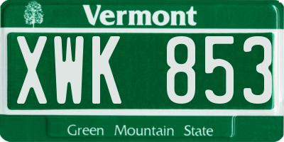 VT license plate XWK853