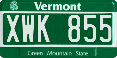 VT license plate XWK855
