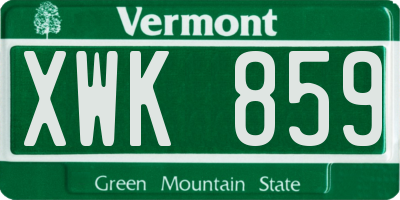 VT license plate XWK859
