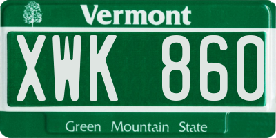 VT license plate XWK860