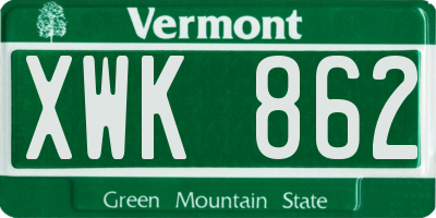 VT license plate XWK862