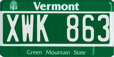 VT license plate XWK863