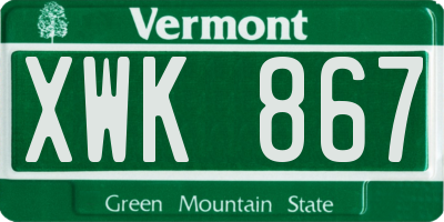 VT license plate XWK867