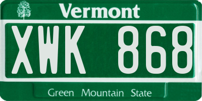 VT license plate XWK868