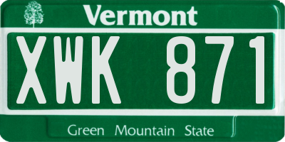 VT license plate XWK871