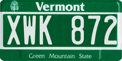 VT license plate XWK872